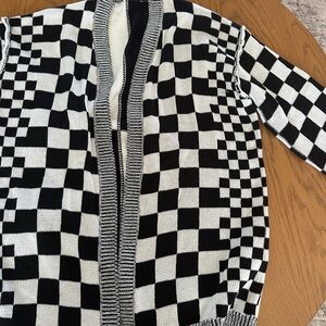 Black and White Checkered Cardigan